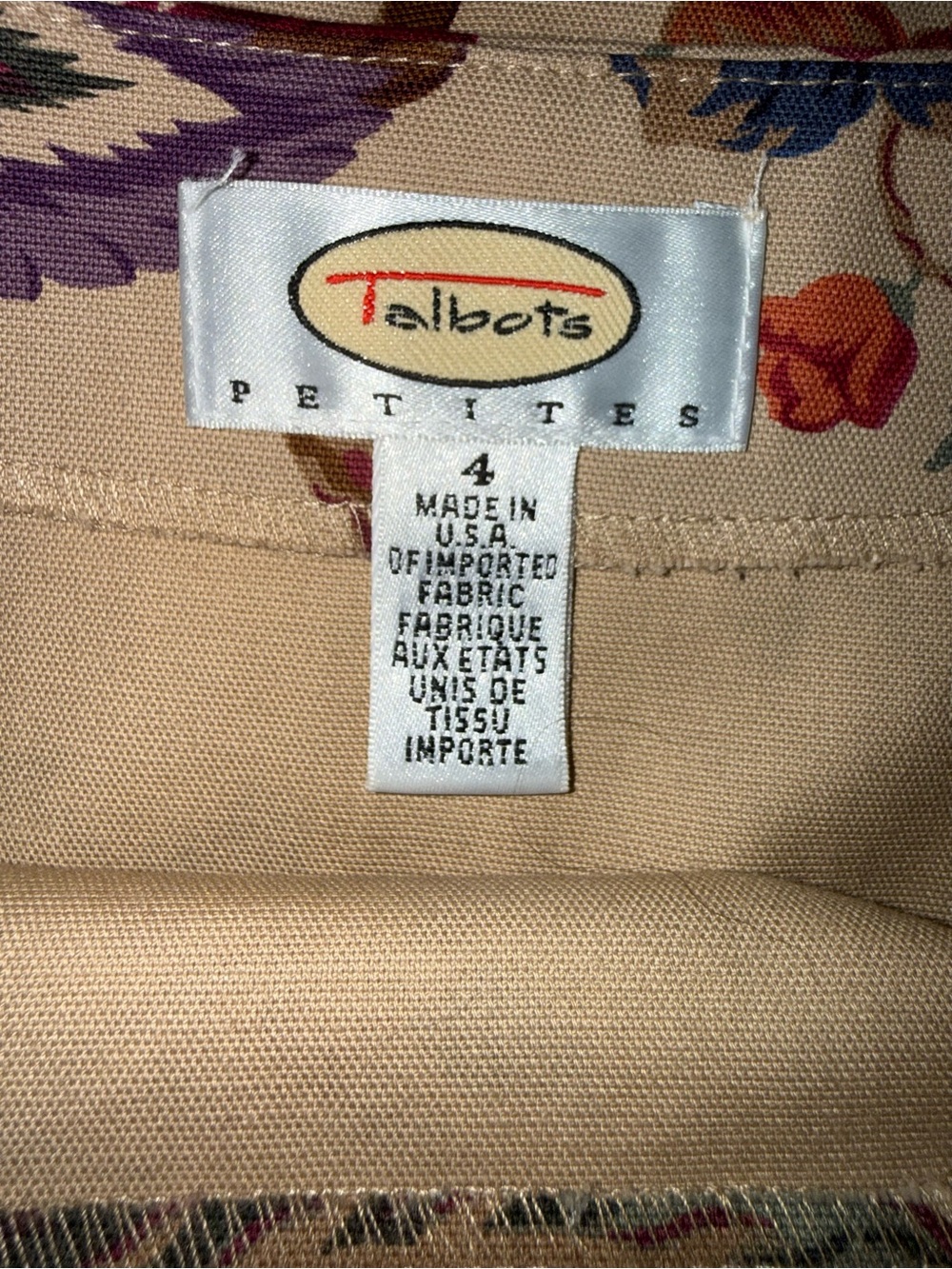 Talbots Petites Floral Skirt Size 4 Made in USA Cottagecore Botanical Cotton - Picture 7 of 8